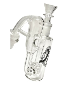 A 14mm 45 Degree Monark Matrix Recycler Ash Catcher on a water pipe.