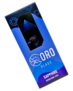 A Sapphire Oro Gemstone Pipe inside its packaging