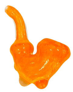 An orange TKO Inside Out Frit Dot Sherlock Pipe.