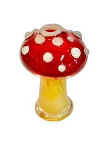 A TKO Glassworks Amanita Muscaria Mushroom Joint Holder.