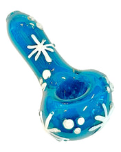 Load image into Gallery viewer, A TKO Glassworks Frit Snowflake Spoon Hand Pipe.
