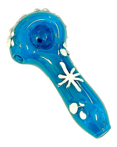A TKO Glassworks Frit Snowflake Spoon Hand Pipe.