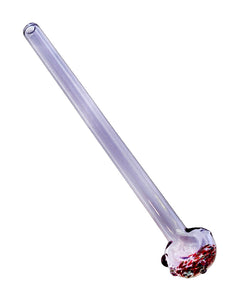 A purple Long Tube Frit Head Spoon Pipe handblown by the award-winning Ottone Glassworks.