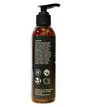 Load image into Gallery viewer, The back of a bottle of TRU Organics CBD Hand &amp; Body Lotion.
