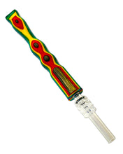Load image into Gallery viewer, A rainbow-colored Maine Spectra-Birch Wood Nectar Collector made by Steve&#39;s Dank Pipes.
