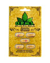 Load image into Gallery viewer, A 5 capsule (3.25g) pack of OPMS Gold Kratom Extract Capsules.

