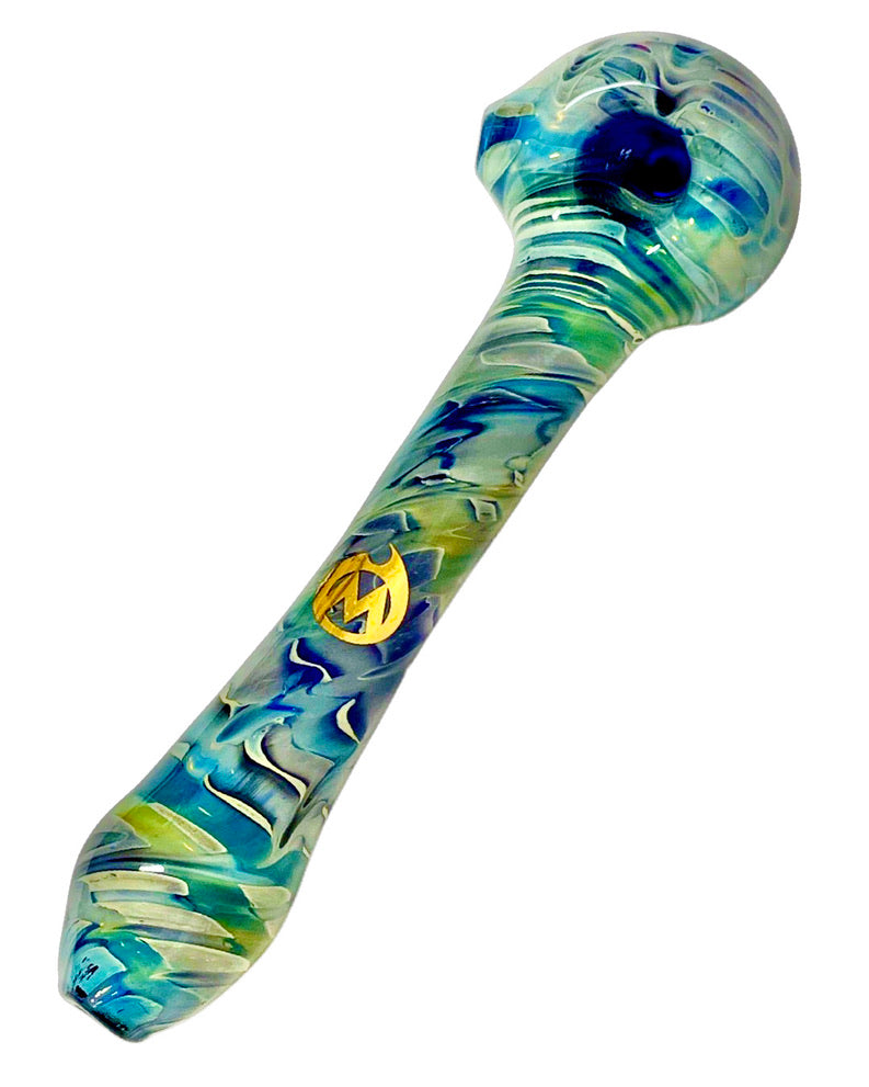 A Moocha Glass Long Wrap n' Rake Spoon Pipe.