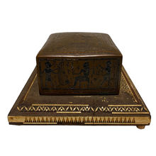 Load image into Gallery viewer, The side of an Antique Egyptian Hieroglyphic Cigarette Box
