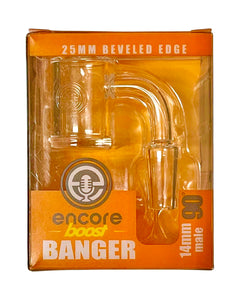 An Encore Boost 14mm Quartz Banger in its packaging.