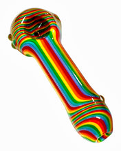 Load image into Gallery viewer, A rainbow Hippie Hookup Trippy Swirls Spoon Pipe.
