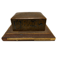 Load image into Gallery viewer, The back of an Antique Egyptian Hieroglyphic Cigarette Box

