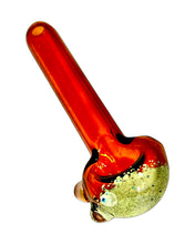 Load image into Gallery viewer, An amber Small Frit Head Spoon Pipe handblown by the award-winning Ottone Glassworks.
