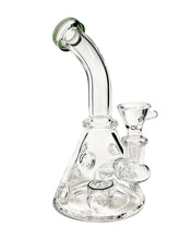 Load image into Gallery viewer, A Swiss Showerhead Pocket Rig with a green mouthpiece.
