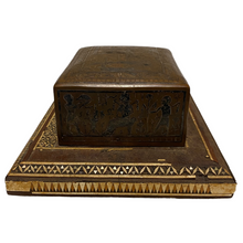 Load image into Gallery viewer, The side of an Antique Egyptian Hieroglyphic Cigarette Box
