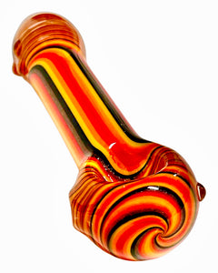 A fire Hippie Hookup Trippy Swirls Spoon Pipe.