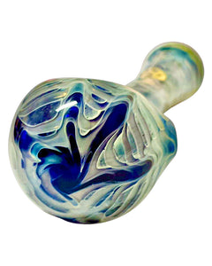 The head of a Moocha Glass Long Wrap n' Rake Spoon Pipe.