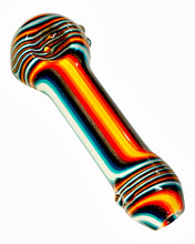 Load image into Gallery viewer, A fire and ice Hippie Hookup Trippy Swirls Spoon Pipe.
