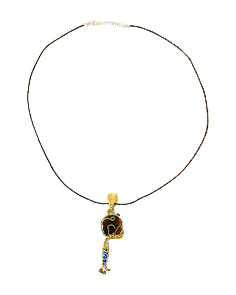 Tiger Eye Wire-Wrapped Necklace