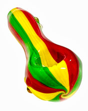 Load image into Gallery viewer, A rasta Small Striped Spoon Pipe.
