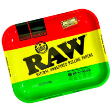Load image into Gallery viewer, A RAW Rasta Large Rolling Tray.
