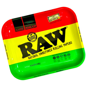 A RAW Rasta Large Rolling Tray.