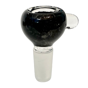 A black 14mm male Frit Push Slide handblown by TKO Glassworks in the USA.