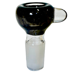 A black 18mm male Frit Push Slide handblown by TKO Glassworks in the USA.