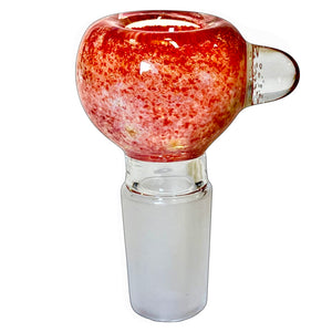 A frit red 18mm male Frit Push Slide handblown by TKO Glassworks in the USA.