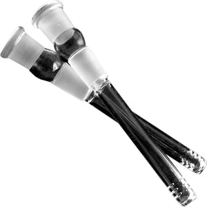 A pair of glass 18-to-18 Diffused Downstems for use in water pipes.