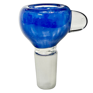 A blue 14mm male Frit Push Slide handblown by TKO Glassworks in the USA.