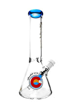 Load image into Gallery viewer, A cobalt blue Glasslab 303 Beaker with Color Accents.
