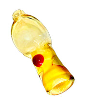 Load image into Gallery viewer, A red dotted Internal Twist Fumed Chillum Pipe handblown by the award-winning Ottone Glassworks.
