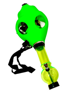 A green Gas Mask Bong.