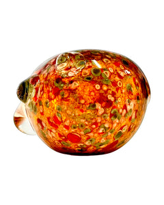 The head of an amber Long Tube Frit Head Spoon Pipe handblown by the award-winning Ottone Glassworks.