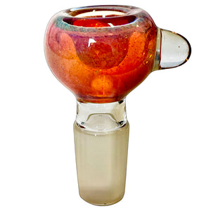 An amber purple 18mm male Frit Push Slide handblown by TKO Glassworks in the USA.