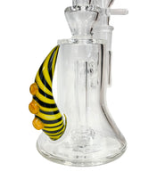 Load image into Gallery viewer, The horn accent of a Julius Productions Black and Yellow Horned Rig.
