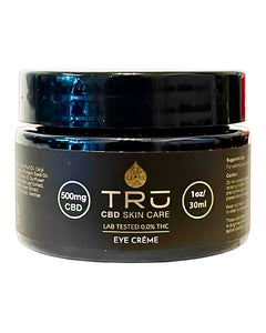 A jar of TRU Organics CBD Eye Cream.