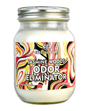 Load image into Gallery viewer, A Jasmine Woods Special Blue Odor Eliminator Candle.
