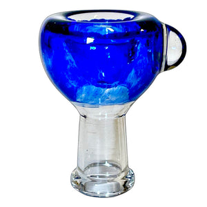 A blue 10mm female Frit Push Slide handblown by TKO Glassworks in the USA.