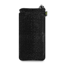 Load image into Gallery viewer, A black velvet V06 6&quot; Drawstring Padded Bag.
