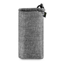 Load image into Gallery viewer, A woven gray V06 6&quot; Drawstring Padded Bag.
