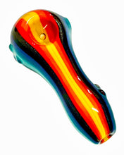 Load image into Gallery viewer, A fire and ice Small Striped Spoon Pipe.
