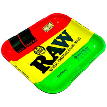 Load image into Gallery viewer, A RAW Rasta Large Rolling Tray.
