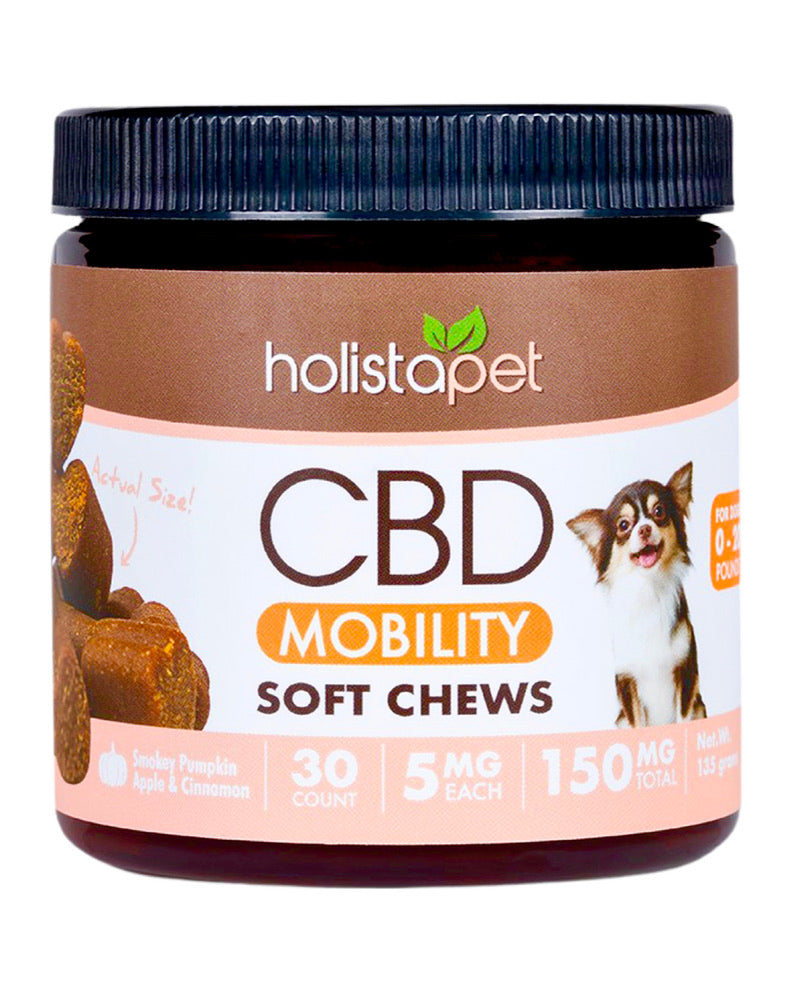 A jar of 150mg Holistapet CBD Mobility Dog Soft Chews.