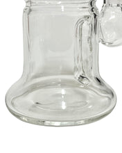 Load image into Gallery viewer, The bottom of a small Moocha Glass Travel Rig, featuring a gilled downstem.
