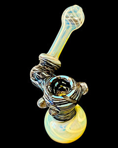 Heady Hammer Bubbler Black Glass Hand Pipe Classic White Bubbler