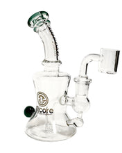 Load image into Gallery viewer, An Hourglass Dab Rig with teal accents.
