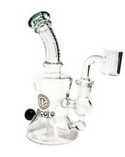 Load image into Gallery viewer, A Hourglass Dab Rig with teal accents.
