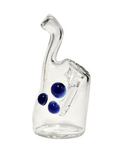 Load image into Gallery viewer, The side of a Hippie Hookup 3-Dotted Mini Bubbler.
