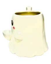 Load image into Gallery viewer, The side of a Roast &amp; Toast Ghost Ceramic Mug Pipe.
